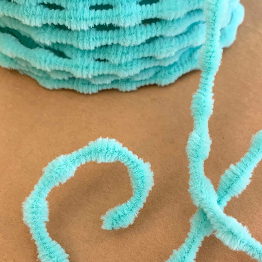 Tiny 3/8" Bump Chenille for Retro Crafts in Aqua ~ 1 yd.